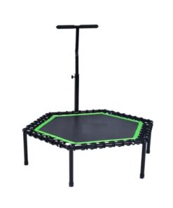 Hexagonal Shape Indoor Adjustable Handle Fitness Trampoline - Green