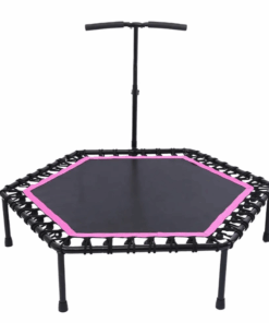Hexagonal Shape Indoor Adjustable Handle Fitness Trampoline - Pink