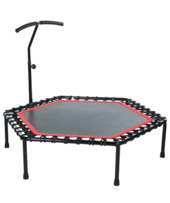 Hexagonal Shape Indoor Adjustable Handle Fitness Trampoline - Red