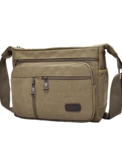 High Capacity Retro Canvas Shoulder Bag Crossbody Handbag for Men - 31cm - Coffee