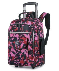 High-Quality Laptop Trolley Wheeled Backpack - Large - GeometricPink