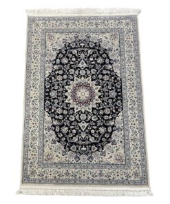 High Quality Persian Nain Navy Cream Area Rug - 180 x 120 cm