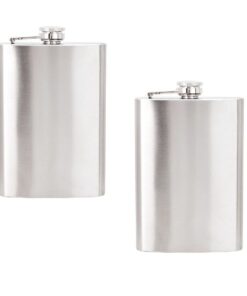 Hip Flask Silver Stainless Steel - 240ml in Gift Box (Set Of 2)