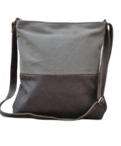 Hipster Mini - Cotton Canvas and Genuine Leather Handbag - Olive