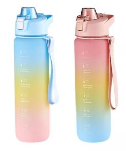 His & Her's Combo - Motivational Water Bottle 1L - Blue & Pink