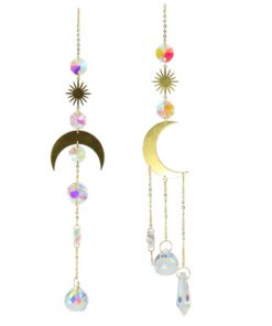 Home Decor Crystal Chime Moon Star 2 Set Bronze