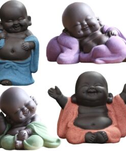 Home Decor Happy Buddha Statues Set of 4 - 9.6cm
