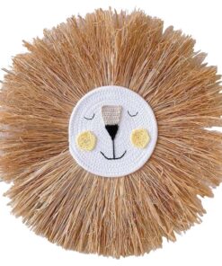 Home Decor Novelty Hand Woven Hanging Straw Lion Face Ornament (40cm)