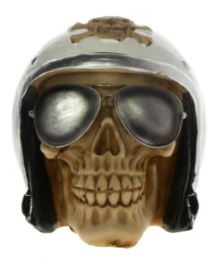 Home Decor Resin Gothic Skull Ornament Figure (16 cm x 15 cm) - Airplane Pilot