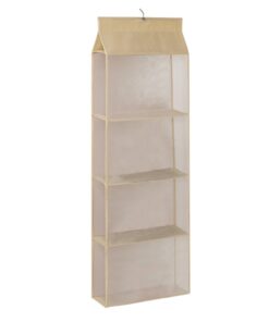 Home Foldable Hanging Bag 4 Layers Folding Shelf Handbag Organizer - Brown