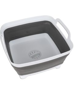 Homequip - Foldaway Washing Up Basin with Handles & Drain Plug - Grey/White