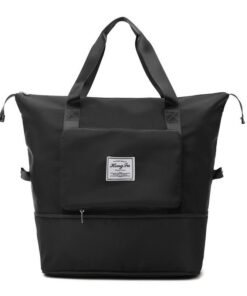 Hong Fu Large Capacity Lightweight Waterproof Folding Travel Bag - Black