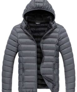 Hooded Puffer Jacket Lightweight Quilted Full Zip Slim Fit - Unisex