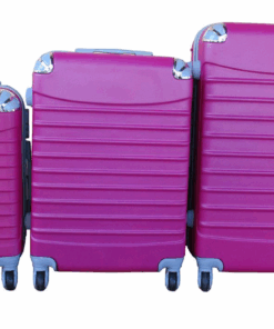 Hot Pink ABS 3-Piece Spinner Luggage Set with Telescoping Handles & Locks