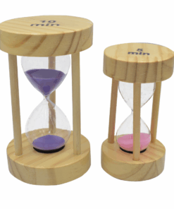 Hourglass Sand Timers for 5,10 Minutes with Wood Holder - Set of 2