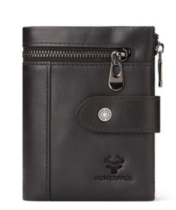HumerPaul - Men's Elite Genuine Cowhide Leatherwallet with Stylish Design - Black