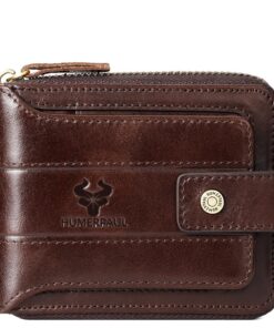 HumerPaul - Men's Fashion Design Genuine Leather Wallet - Coffee