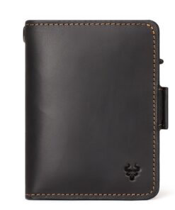 HumerPaul- Men's Premium Genuine Leather Wallet with Metal Card Holder - Black