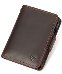 HumerPaul- Men's Premium Genuine Leather Wallet with Metal Card Holder - Coffee