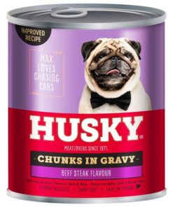 Husky Steak Flavour Chunks in Gravy (6 x 775g) Wet Dog Food Cans