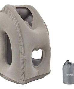 Iconix Inflatable Travel Pillow with Head and Arm Rests - Grey