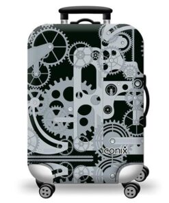 Iconix Printed Luggage Protector Cover- Rotating Gears - M