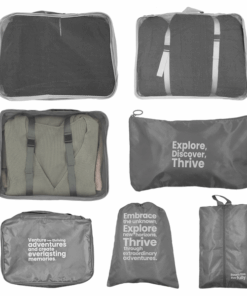 Iconix - Travel Luggage Organizer Set with Breathable Mesh - 7 Piece Set - Grey