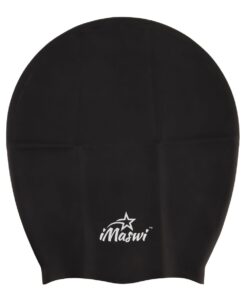 iMaswi Adults/Teens Jumbo Swim Caps - Braids/ Dreadlocks/Afro - Black