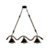 Industrial Vintage Iron Metal Chandelier 3 Holder Hemp Rope Pendant Light