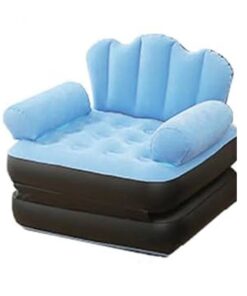 Inflatable Folding Sofa Bed With Hand Handle- Blue and Black Color