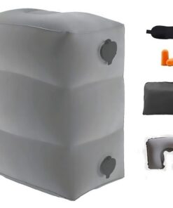 Inflatable Travel Footrest -Neck Pillow, Sleep Mask, And Ear Plugs Pack
