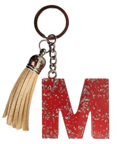 Initial M Keychain - Magenta Semi see-through