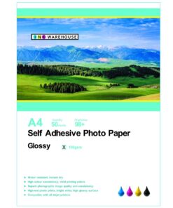INKWAREHOUSE 150 GSM Self Adhesive Gloss Photo Paper A4 - 50 Sheets