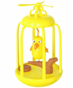 Interactive Cat Toy - Tumbler Makes Birdy Sounds and Twirls Around - Yellow
