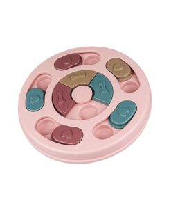 Interactive Dog Round Puzzle Game Toy Treat Dispenser Slow Feeder - Pink