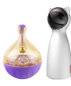 Interactive Food Dispenser Toy With Interactive Laser Toy For Pets - Purple and White