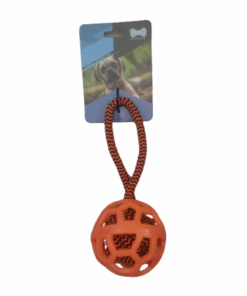 Interactive Pet Tug Rope with Ball Knot Dog Toy - Orange