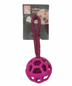 Interactive Pet Tug Rope with Ball Knot Dog Toy - Pink