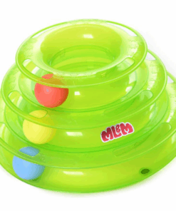 Interactive Triple-Tier Cat Toy Track Ball Tower - Green