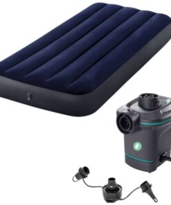 Intex - Airbed Dura-Beam Downy (Single) and Electric Air Pump With Nozzles