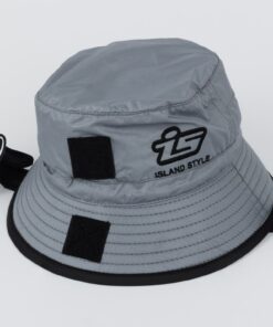 Island Style Waterproof Ripstop Silver / Grey Surf Hat with chin strap - L-XL