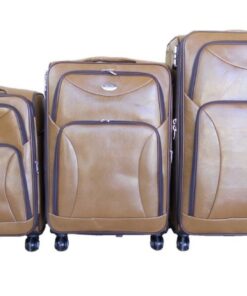 IYH- Quality Luggage Set of 3 Leather Travel Suitcase Set - Elephant Brown
