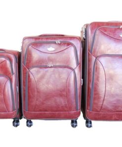 IYH- Quality Luggage Set of 3 Leather Travel Suitcase Set - Red