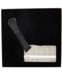 Jenna Clifford - Diamond Luggage Tag With Leather Strap