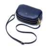 Jetsetter - Genuine Leather Crossbody Bag with Strap - Navy Blue