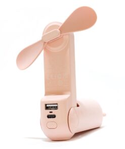 JISULIFE Handheld Mini Fan, 3 IN 1 Hand Fan with Power Bank - Rechargeable - Pink