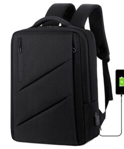 JK Anti-theft Laptop Travel Backpack with USB Charging Port - Black
