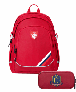 JK British Style School Backpack Large Capacity with Pencil Case - 21L - Red