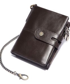 JK Men's Smart Design Genuine Leather Wallet - Coffee