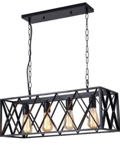 JNC-Black Vintage Industrial Metal Cage Pendant